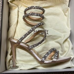 Extremely Rare Badgeley Mishka crystal wrap spiral heels